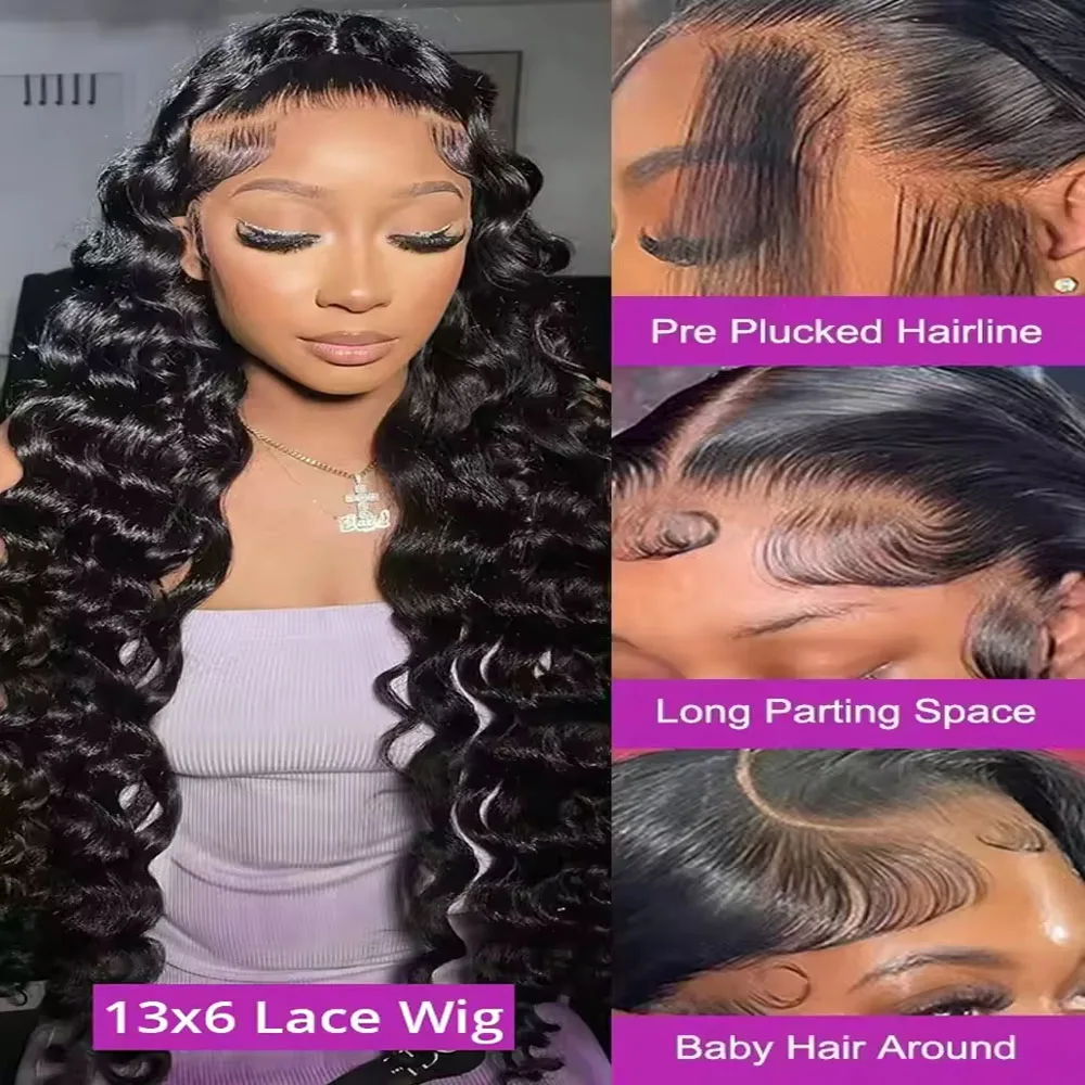 Loose Wave Wigs Human Hair Curly 13x4 13x6 HD Lace Front Wig Brazilian Transparent Lace Frontal Wig For Women Preplucked