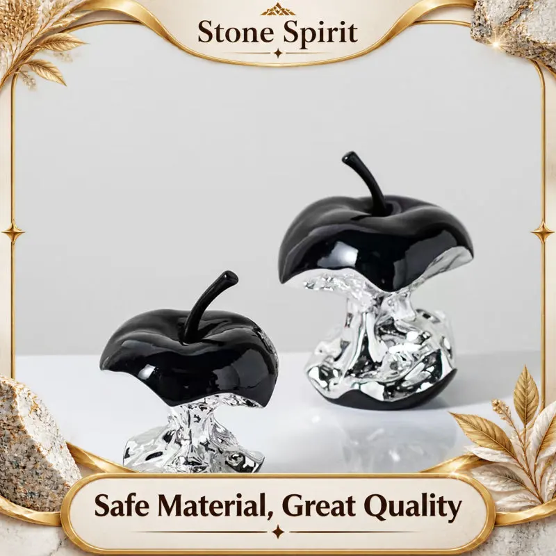 Electroplating Art Resin Carving Apples, Pear Statues, Living Room Decoration, Fruit Model Sculpture Crafts, Home Decoration