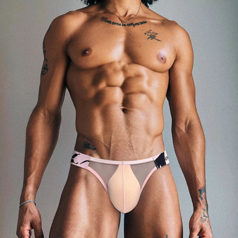 2PCS Men's Modal Briefs U Convex Pouch Elastic Waistband with Snake Print Soft Breathable Sexy Underwear
