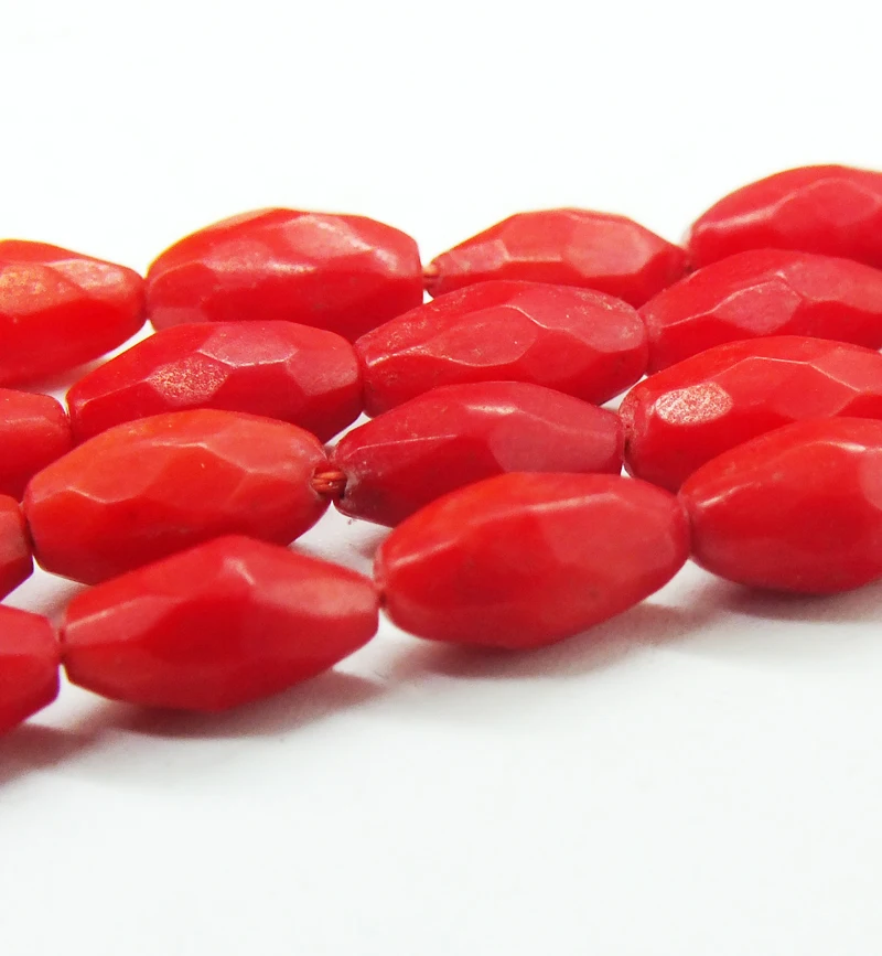 3PCS 5X9MM AAA high quality red facet Ovai  shape Coral Loose Beads 15 inch