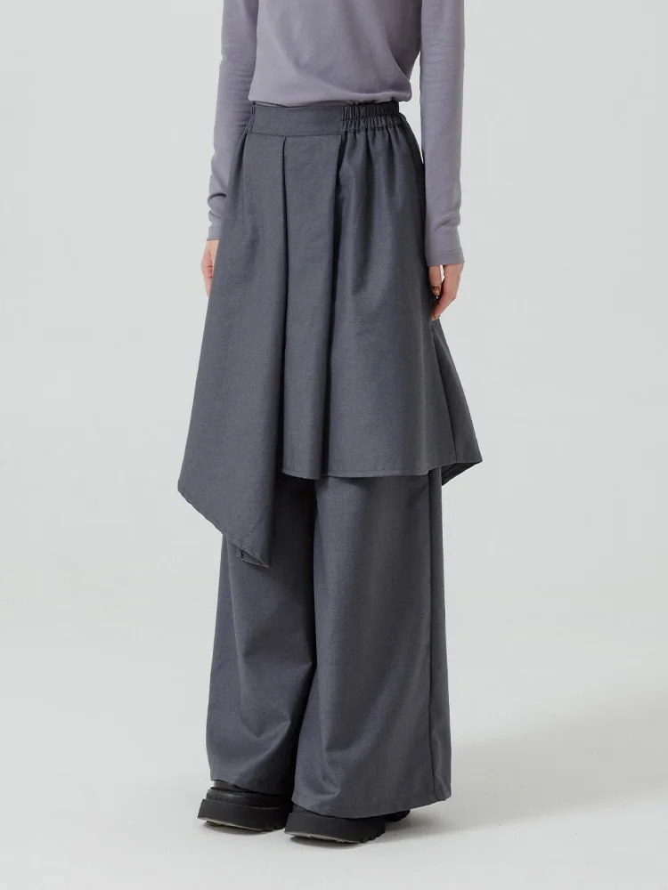 

Queenop Asymmetric Design Fake Two-Piece Suit Pants New Autumn Winter Women's Faion Straight Leg Trousers Busin Casual