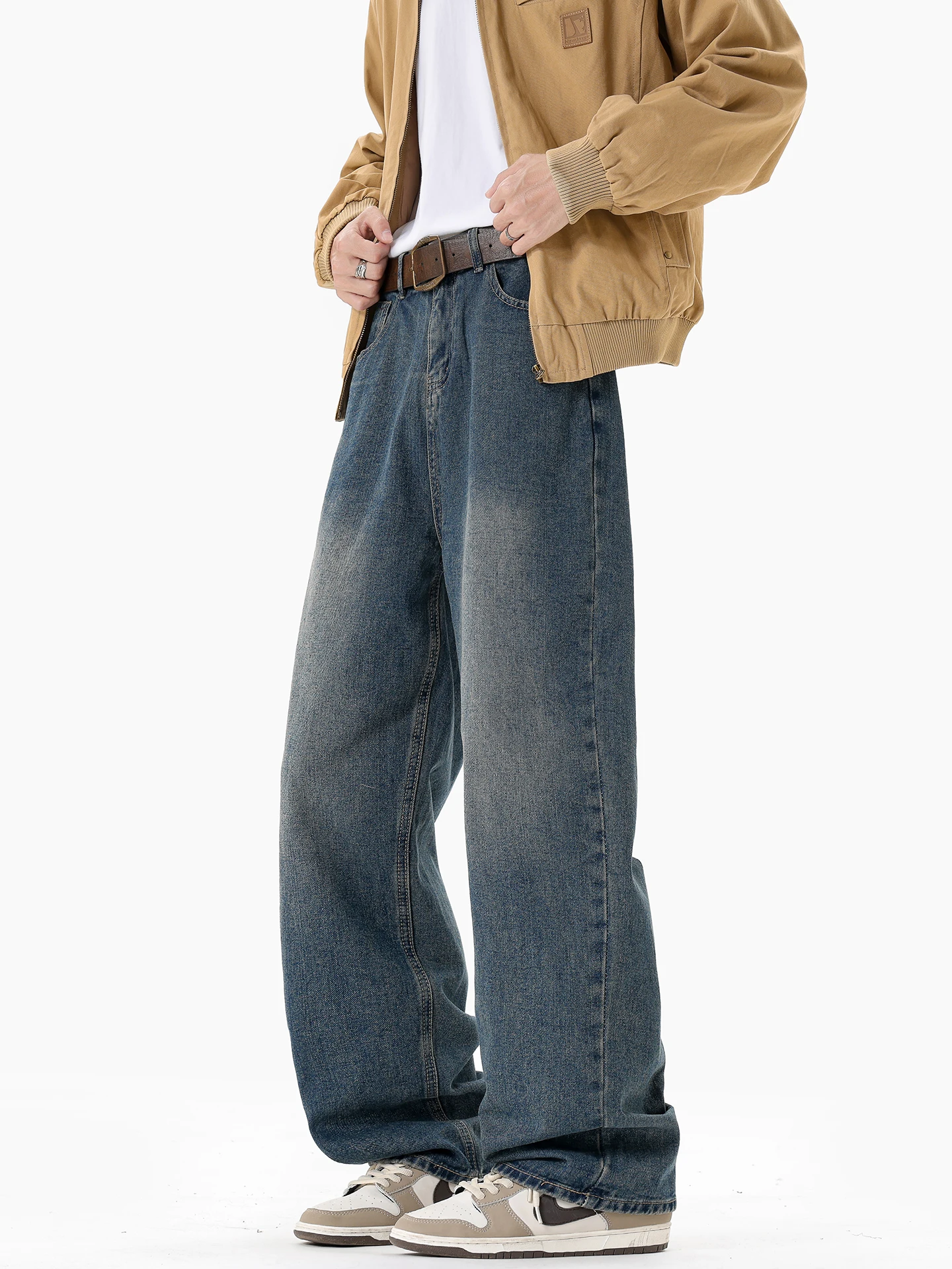 

Vintage Barn Sle Men's Jeans Loose Fit American High Street Autumn Comfortable Soft Cotton Straight Leg Loose Jeans