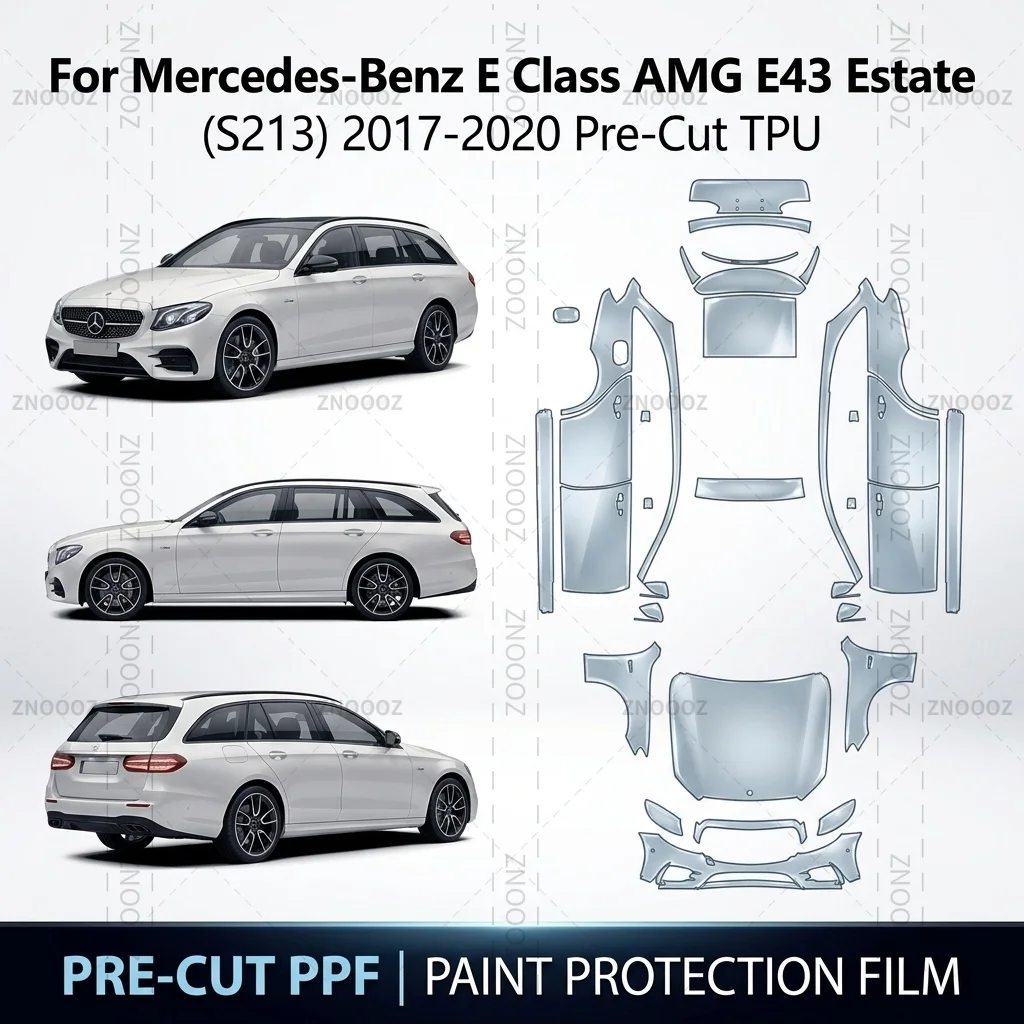For Mercedes-Benz E Class AMG E43 Estate (S213) 2017-2020 Pre-Cut TPU PPF Self-Healing Full Vehicle Glossy Clear Matte Black