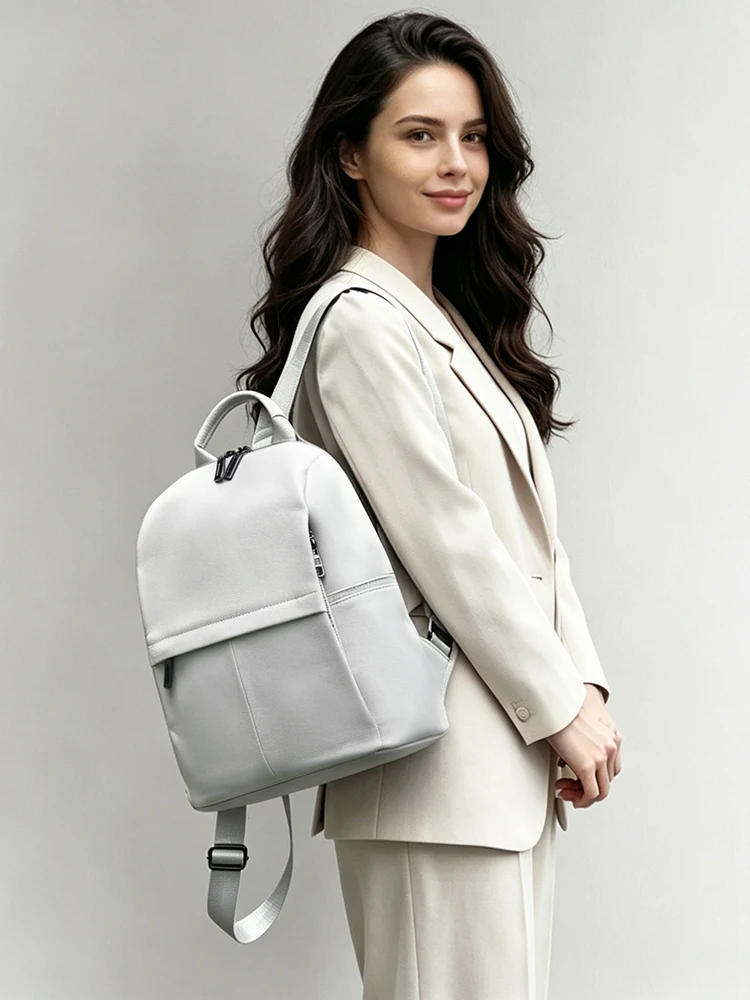 Zency Women's Fashion Backpack 100% Soft Genuine Leather High Quality School Bag Travel Rucksack Many Pockets Shoulder Bag