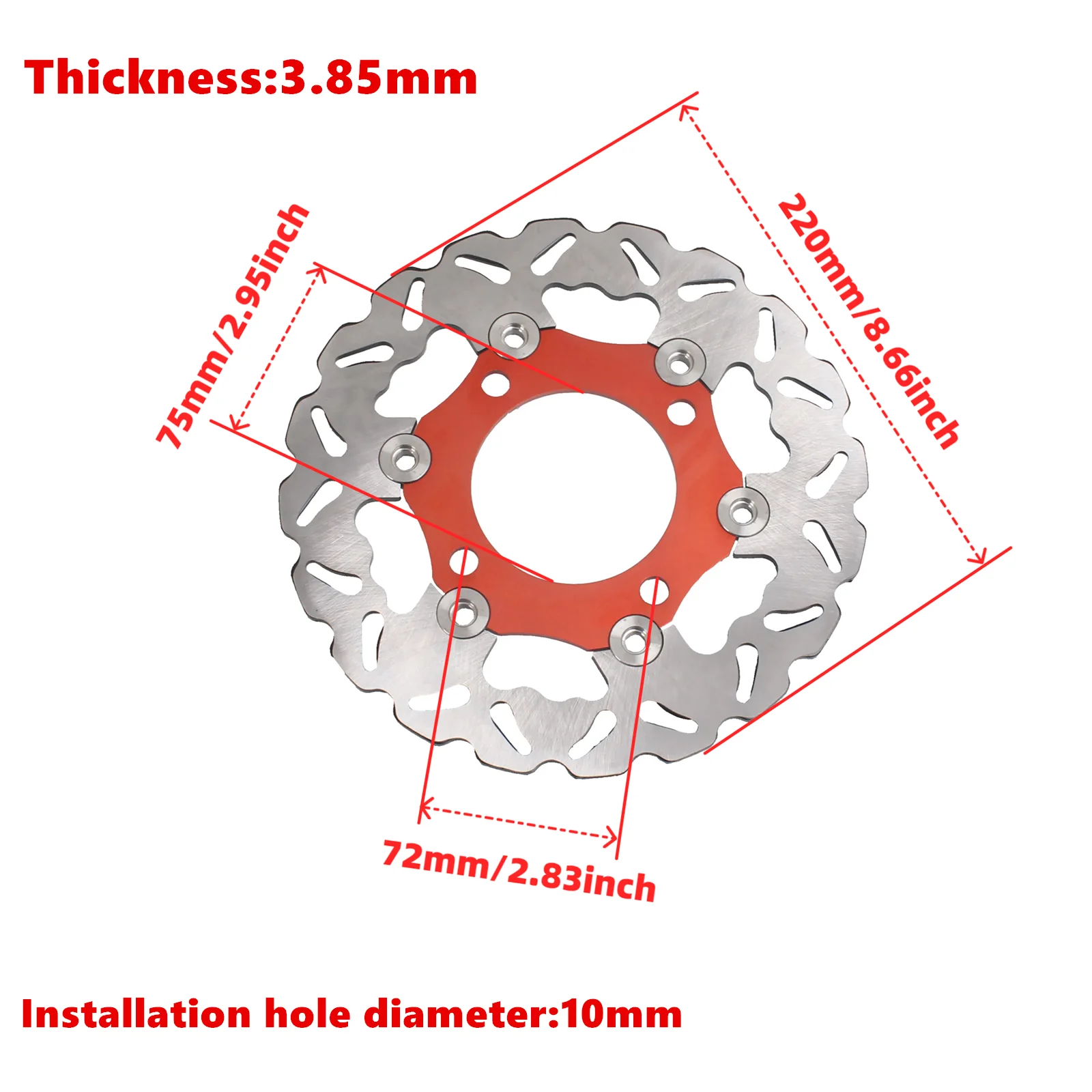 Motorcycle 220mm 4-Hole CNC Floating Brake Disc Powersports Parts For CRF50 Yamaha SSR Surron Bike ATV Pit Dirt Bike Accessories - view 4