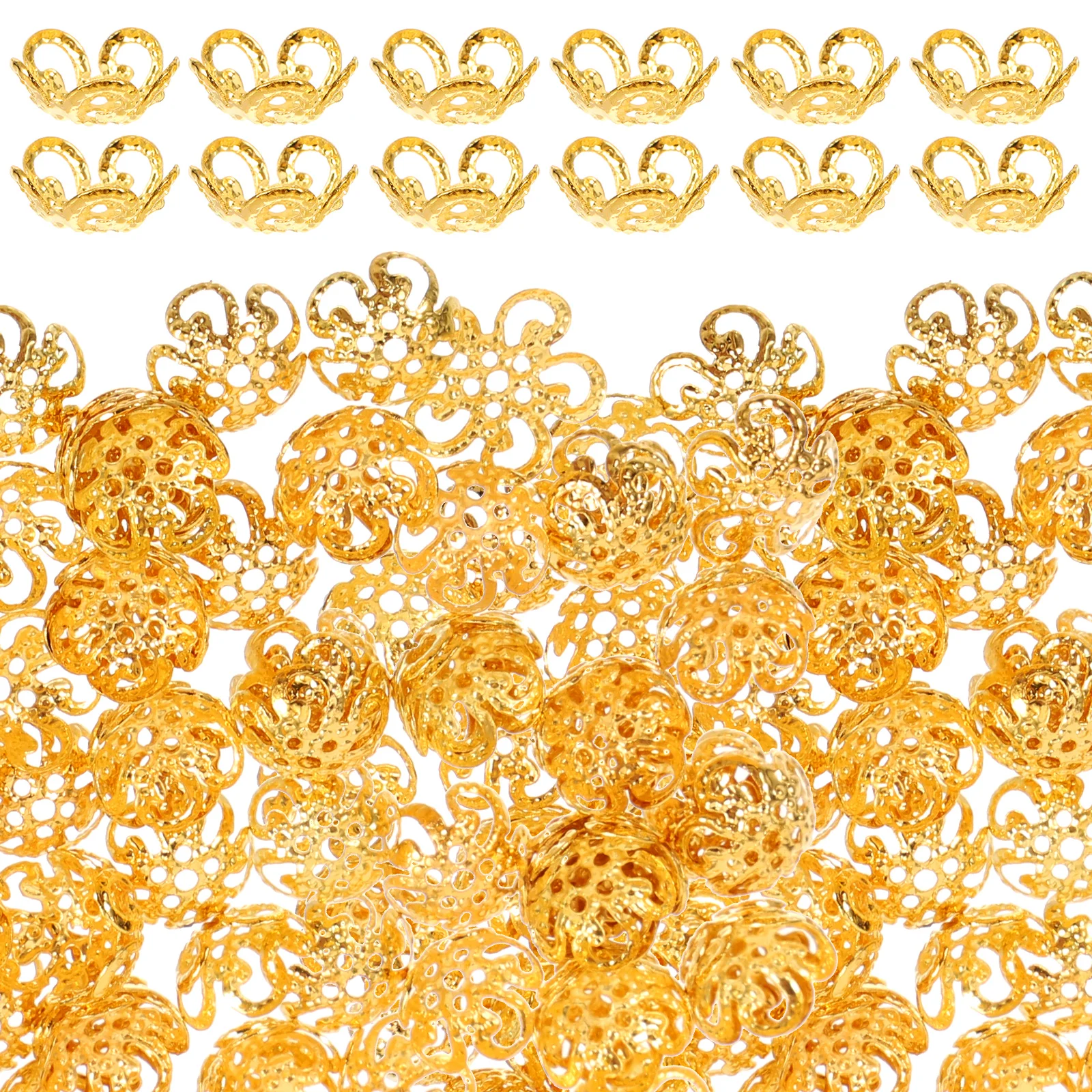 

100pcs Flower Spacer Bead Caps Metal Iron Jewelry Making Diy Bracelet Necklace Accessories Craft Bead Caps Diy Supplies Beads