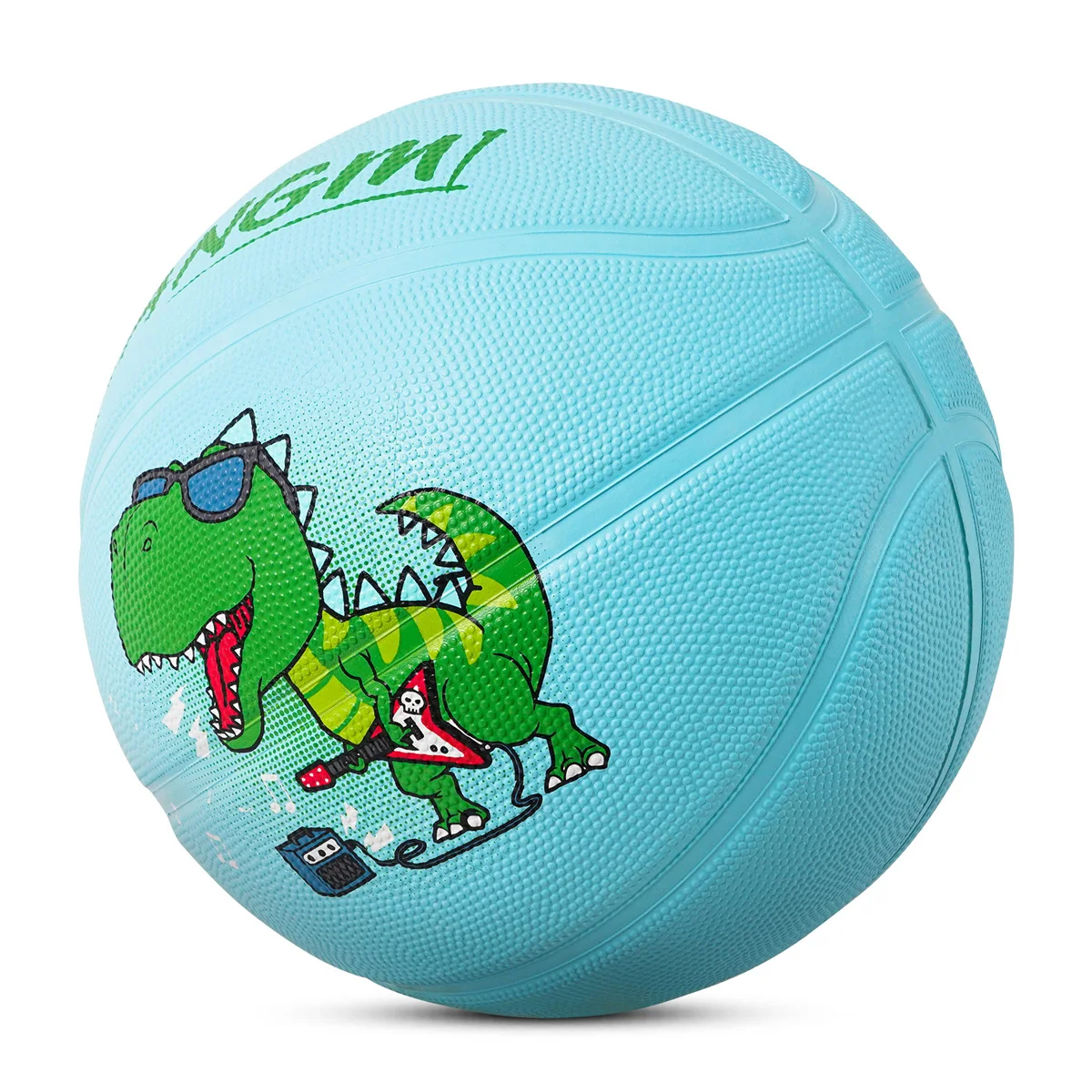 Kuangmi Dinosaur Rubber Basketball Size 4# 5# High Rebound Anti-Slip Gameball Sport Goods Ball for Kids Children