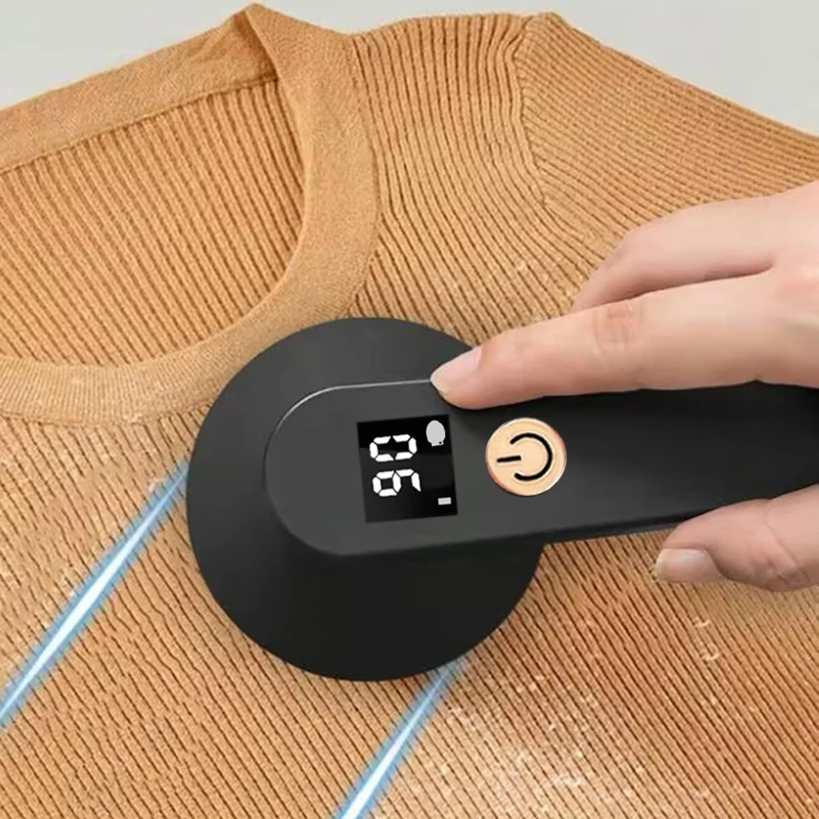 Portable Hairball Remover | USB-Powered Fabric Shaver and Clothing Trimmer with Digital Display, Long Battery Life,