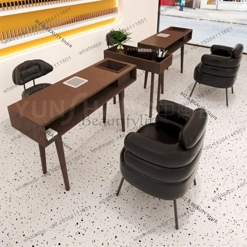 FG American Retro Nail Tables Modern New Chinese-style Solid Wood Manicure Nail Tables Vacuum Cleaner Salon Furniture La Mesa JT