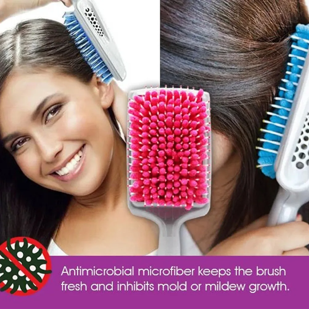 

Розовая расческа для сушки волос с микрофибровыми щетинками: сокращает время сушки вдвое, разглаживает и распутывает мокрые волосы без использования фена.