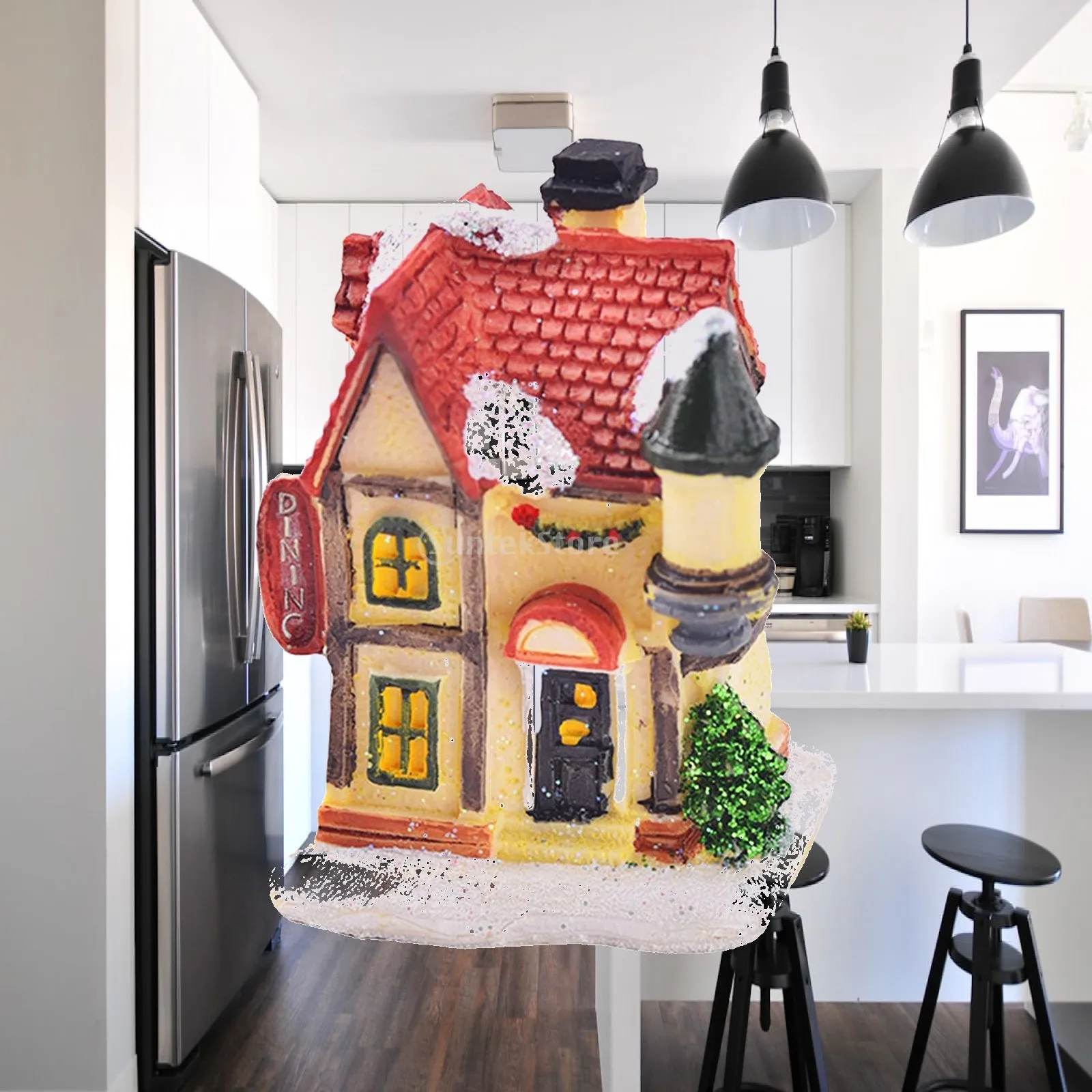 Light up Christmas Village House Decoration Collectible Christmas Town Scene for Living Room Indoor Farmhouse Office Home Decor