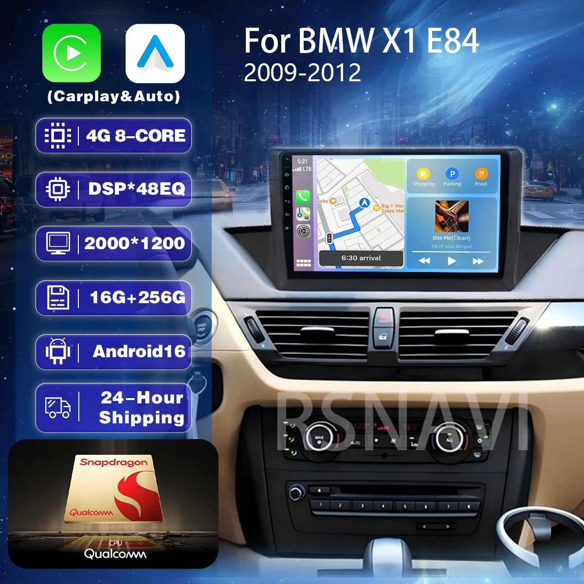 For BMW X1 E84 2009 - 2016 Android 16 2K QLED Car Radio Multimedia Video Player GPS AI Voice CarPlay Auto Wheel App Control BT
