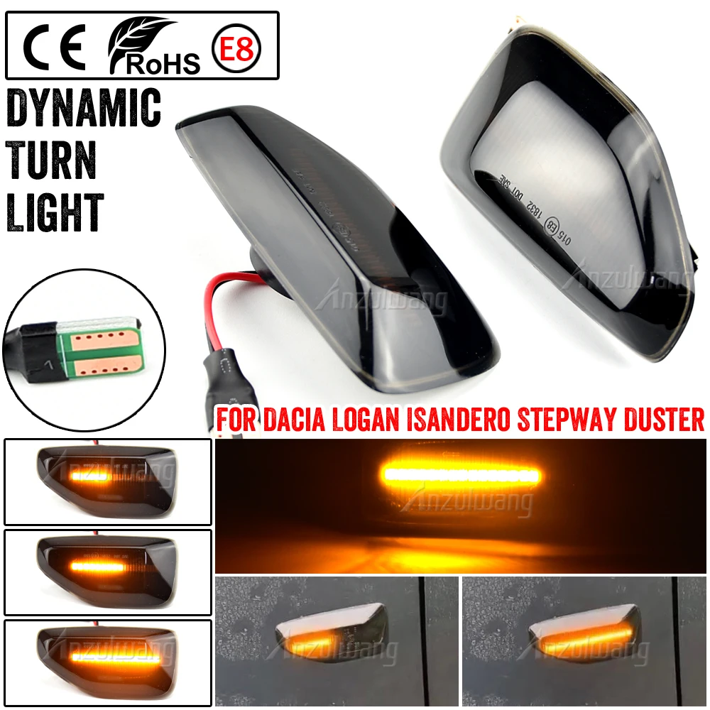 2x LED Dynamic Side Marker Turn Signal Light For Dacia Logan 2 Sandero 2 Duster Renault Stepway Sandero Indicator Repeater Lamp