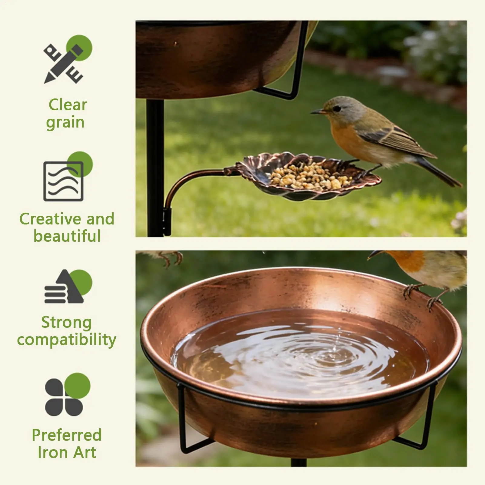 

Garden Birdbath 36.61 Inches Sturdy Iron Outdoor Bird Bath For Outside Vintage Standing Birdbath Bowl For Outdoor Garden Patio