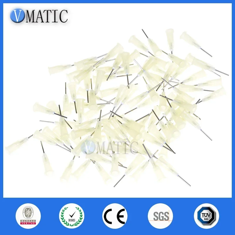 High Quality 100pcs Milky Yellow Dispensing Needles Syringe Tip Needle 1/2 Inch Length 19 Gauge Syringes Blunt Tips
