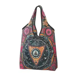 India Mandala Zen Buddha Grocery Shopping Bags Cute Shopper Shoulder Tote Bag Big Capacity Portable Handbag