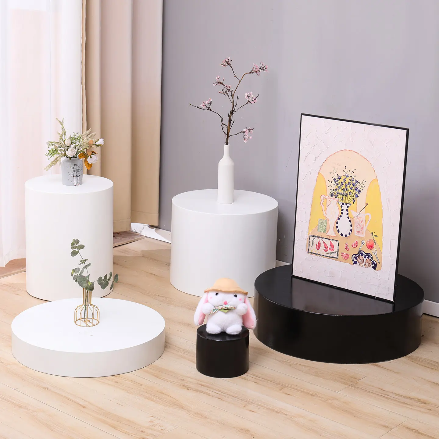 & Platform Raised Stage Display Stand Base Wood-based Panel Baked-Finish Showcase Livestreaming Booth Red Air Conditioner Base