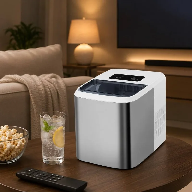 Airo Premium Modern Smart Automatic Crushed Ice Maker Electric Compact Stainless Steel Self-Cleaning Household Hotel Ice Machine