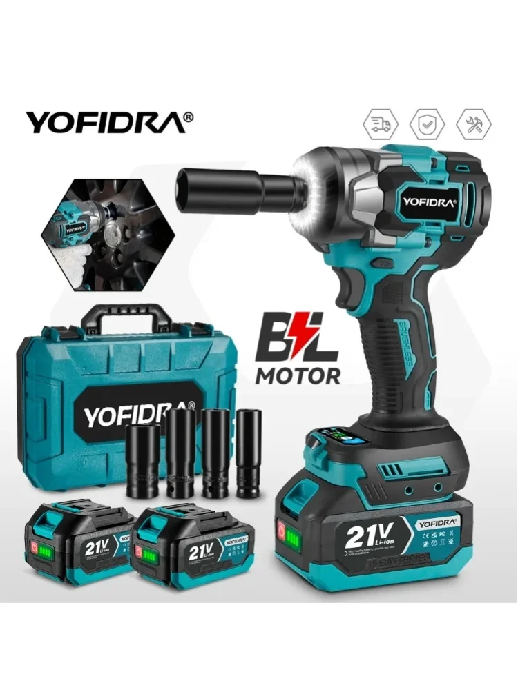 YOFIDRA 5-Gang 1200N.M Bürstenloser Elektroschrauber Kabelloser Auto-Schraubendreher Haushalts-Elektrowerkzeug für Makita 21V Akku