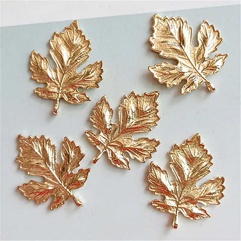 10Pcs Metal Alloy KC Gold Leaf Charms Pendant for Jewelry Making Findings DIY Earrings Necklace Components Accessories Supplies