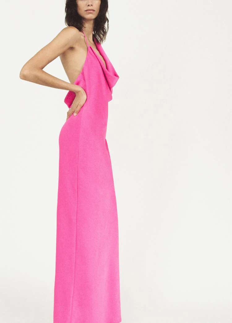 Lente nieuwe collectie Dames Faion Bal Svel Asymmetrisch Zijde Satijn Feel Dr Polyester 00% off-shoulder jurk