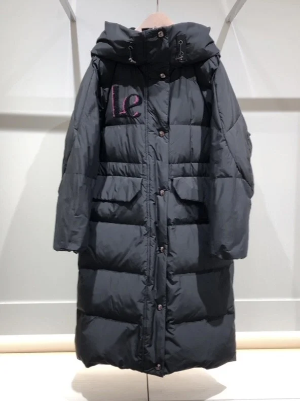 

Adler Rose Goose down Puffer Jacket Women's Mid-Length Hooded Thickened Autumn Winter New Style Quilted Coat Warm Fashion