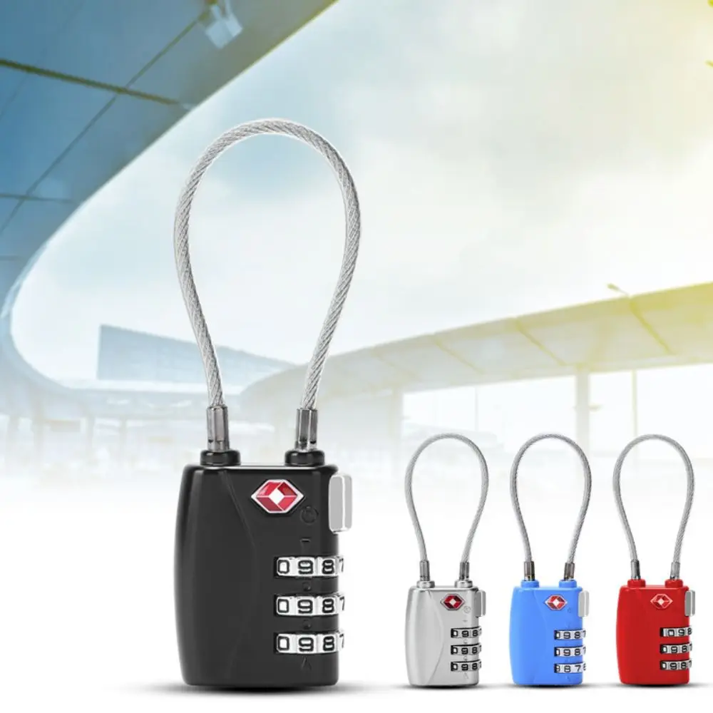 Colorful TSA Customs Password Lock Changeable 3 Digit Code Lock Padlock Anti-theft Wire Rope Combination Lock Luggage