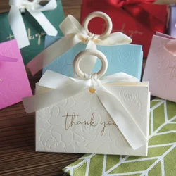 12 Pcs Gold Thank You Rose Design Paper Box As Chocolate Macaron Candy Gift Packaging Boxes Party Decoration
