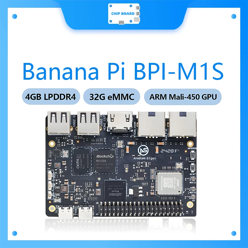 

Banana Pi BPI-M1S Rockchip RK3528 Четырехъядерный процессор Cortex-A53 4 ГБ 32-битный LPDDR4x 32 ГБ eMMC 60 кадров в секунду 4K видео Интеллектуальный одноплатный компьютер