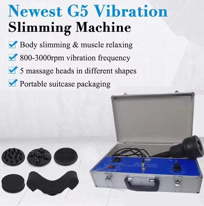 Portable High Frequency G5 Vibration Body Massager 5-Head Electric Slimming Machine for Fat Burning and Shaping