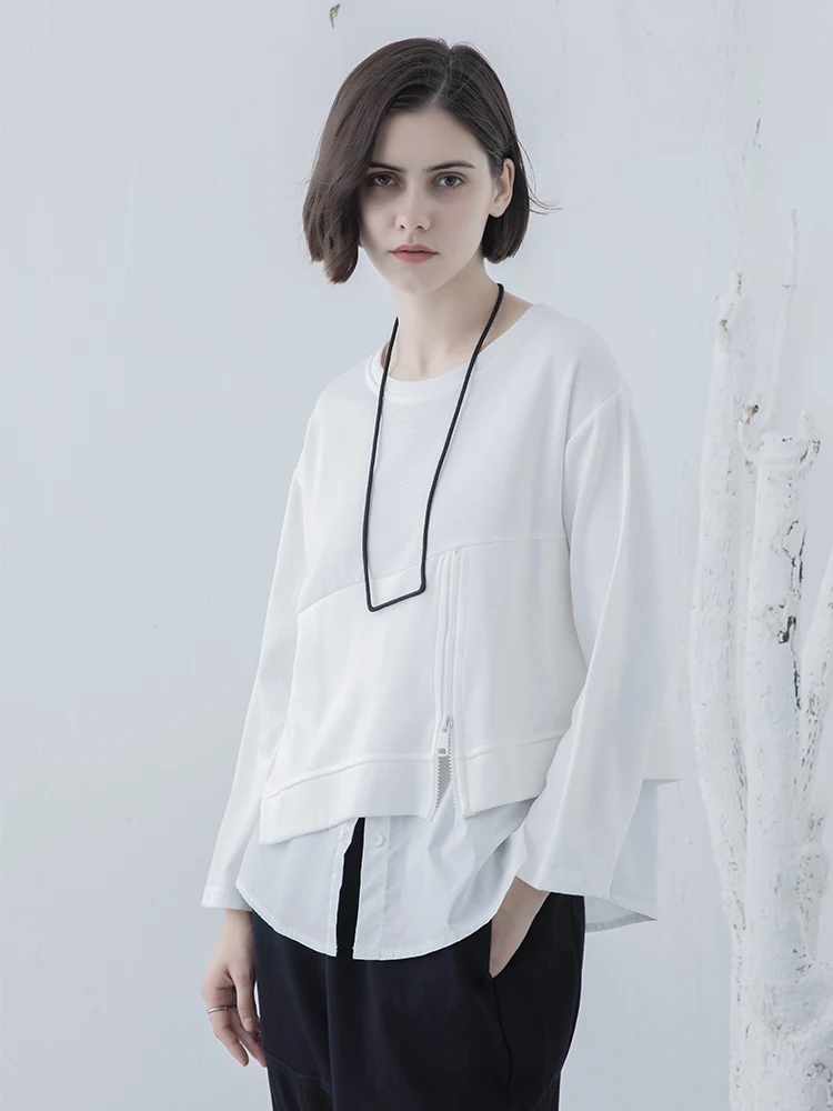 

Original Design Long Sve T-irt Ele Personali Spring Autumn Irregular Top Women's Faion Cotton Blend