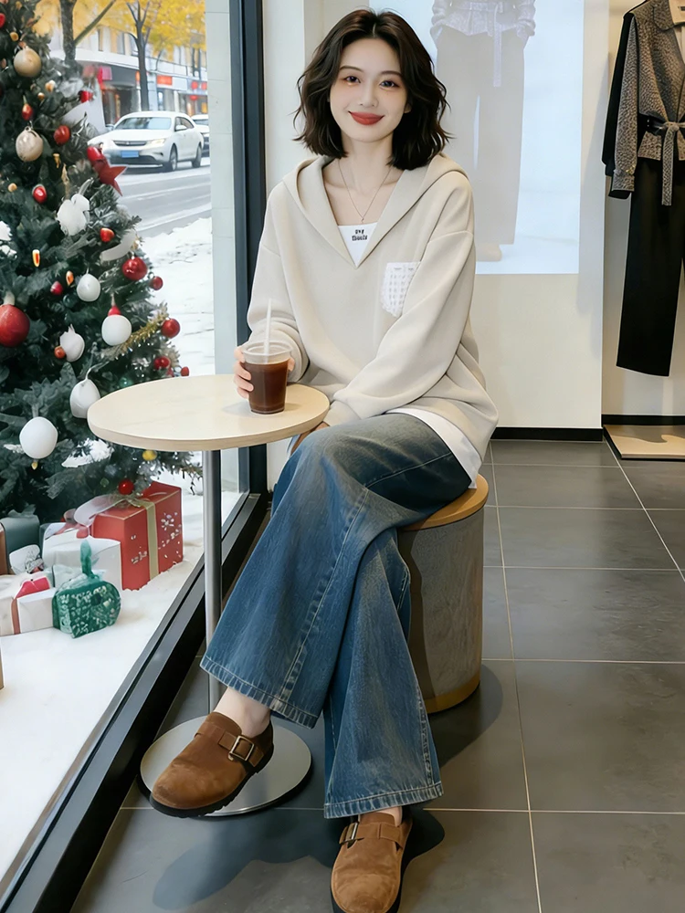 

Unique Loose Lazy Sle Women's Sweatirt Mid-Length Spring 2026 New Faion Casual Comfortable Breathable Long Sve Top