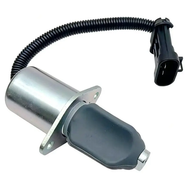 Leading-For Bobcat Excavator Compatible 12V Fuel Shutdown Shut Solenoid Valve 6681512 With Dust Cover For DIESEL Engine Parts