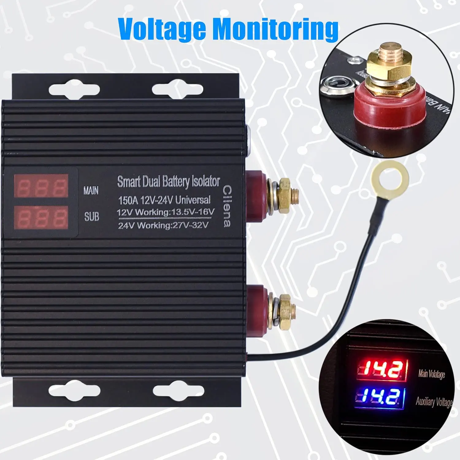 Dual Battery Smart Isolator, 12V/24V Universal 250 Amp Voltage Sensitive Relay - VSR for Car, RV, ATV, UTV, Camper, , Boat,