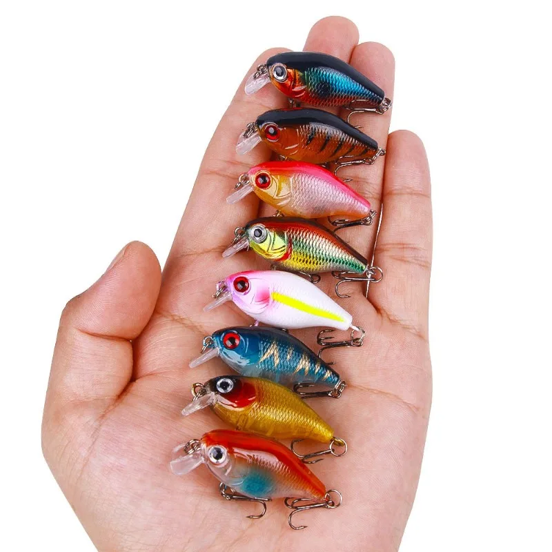 5 Pcs Lure Rock Plastic Hard Fake Baits Little Fatty Fishing Gear Products Fake Baits Imitation Baits Lifelike  Crank 3D Eyes