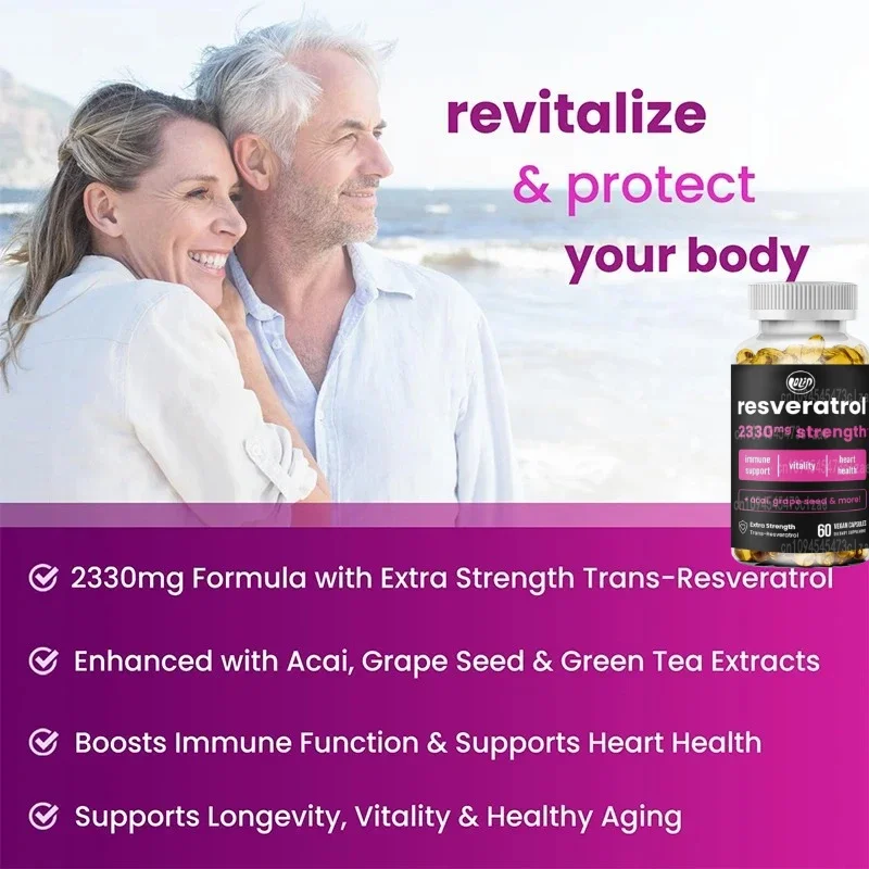Powerful and Healthy Aging Formula, 60 Vegetarian Capsules Containing Green Tea Leaves, Brazilian Berry and Grape Seed Extracts