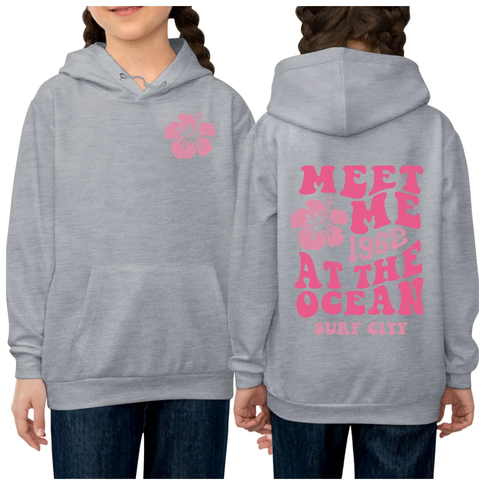 2024 Fashion Girl\'S Hoodie Long Sleeve Soft Sweatshirt Pink Hoodies Print Graphic Kids Cute Pullovers Top Clothes For Kids