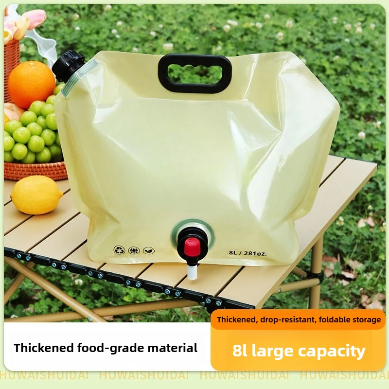Bolsa de almacenamiento de agua portátil, plegable, para deportes al aire libre, Camping, tanque de agua de gran capacidad para montañismo con grifo, portátil de plástico