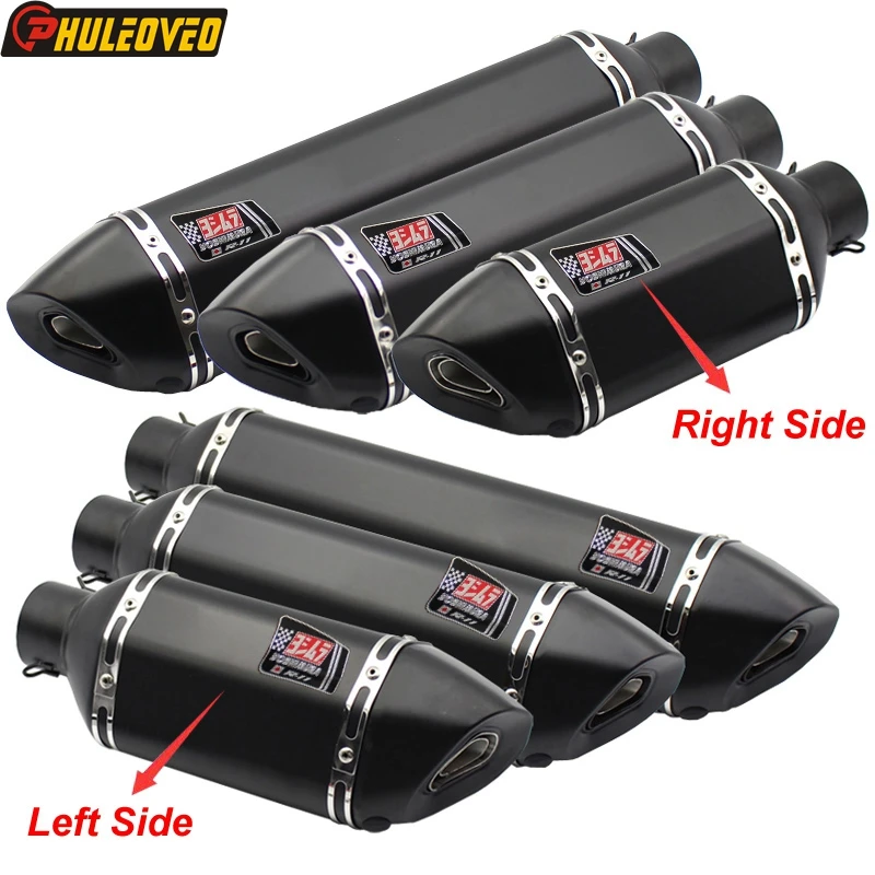 Left Right Side Lenth 570mm/470mm/370mm Inlet 51mm 61mm Motorcycle Exhaust Muffler Escape Baffle for NINJA400 TMAX XMAX NMAX R3