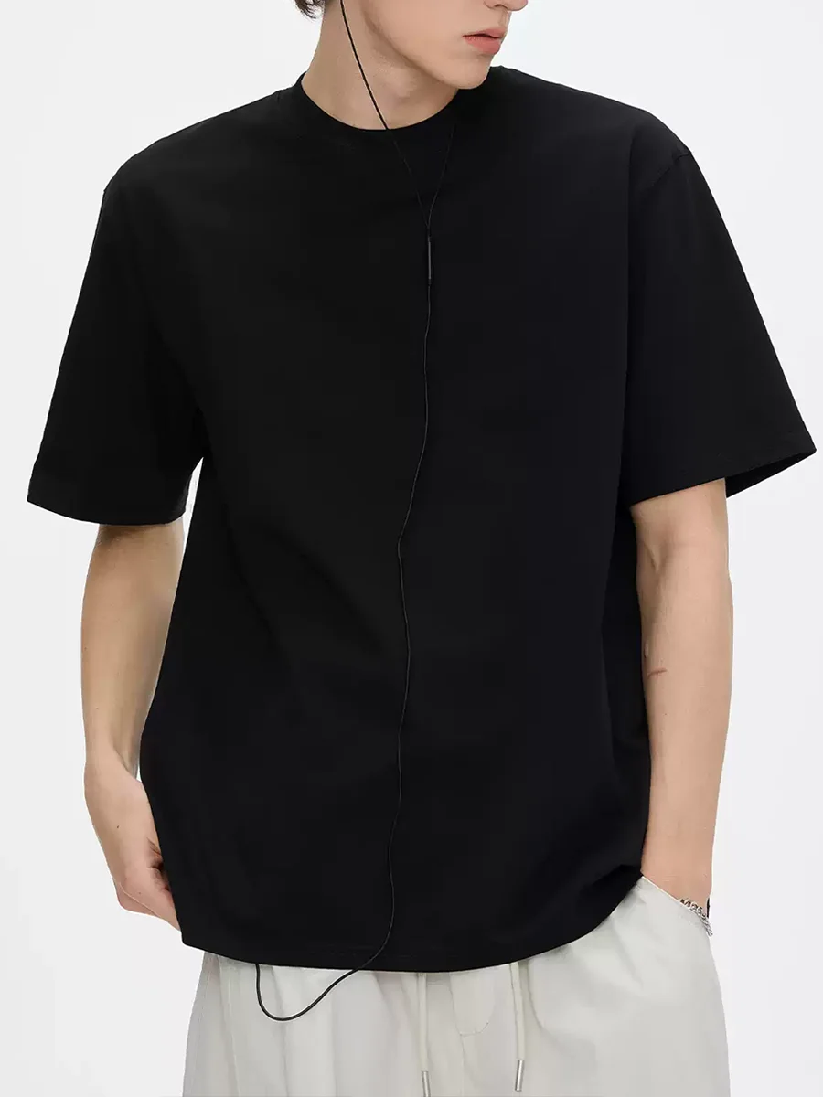 UPF50+ Sorona Ice Feel Fabric Coolness T-Shirt Men 5A Antibacterial Short Sleeve Summer Ice Silk Solid Color T-shirt Men's