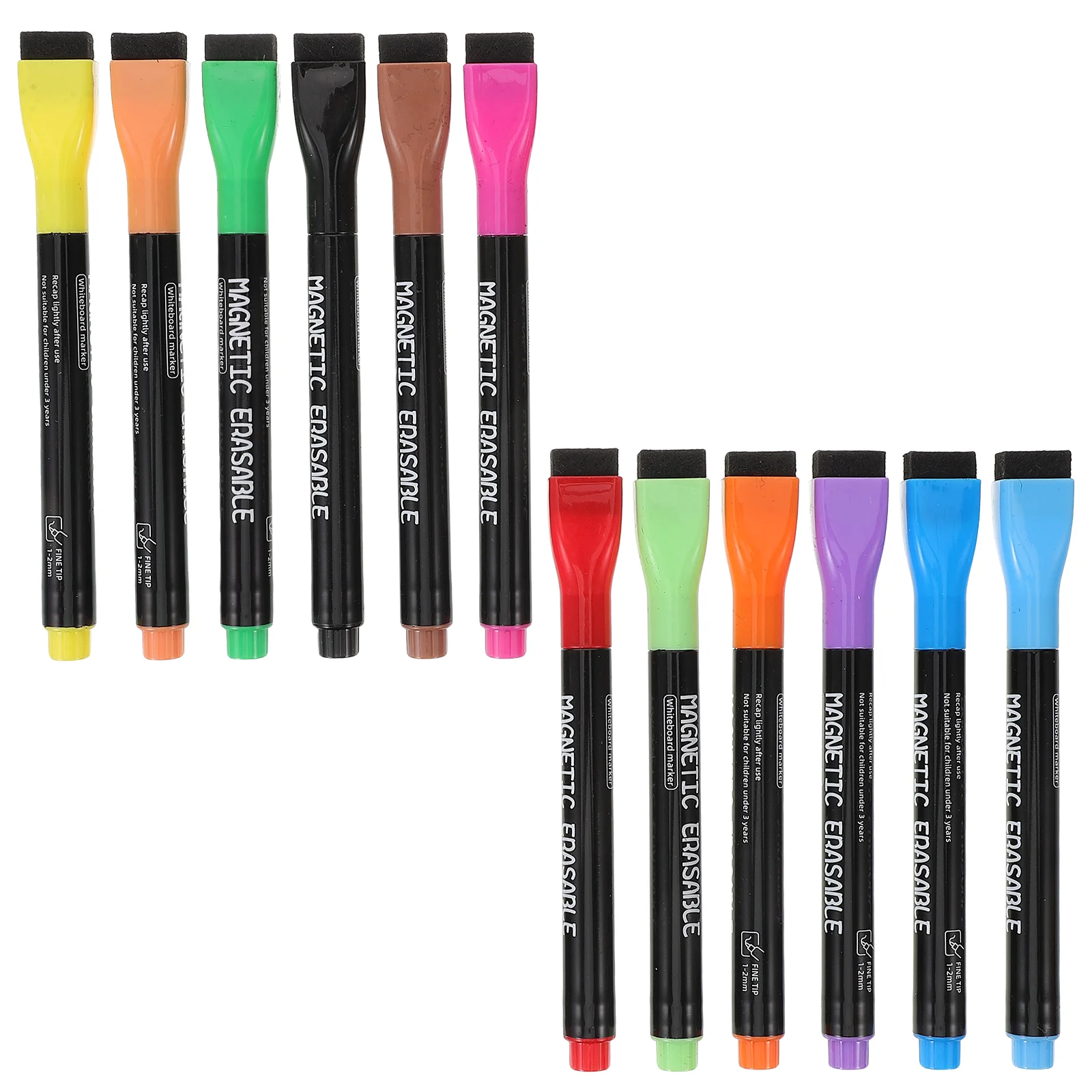 Yihui Whiteboard Pen Children's Magnetic Fine Head Color Painting Marker Water-based Erasable 12 Set for Fridge Household