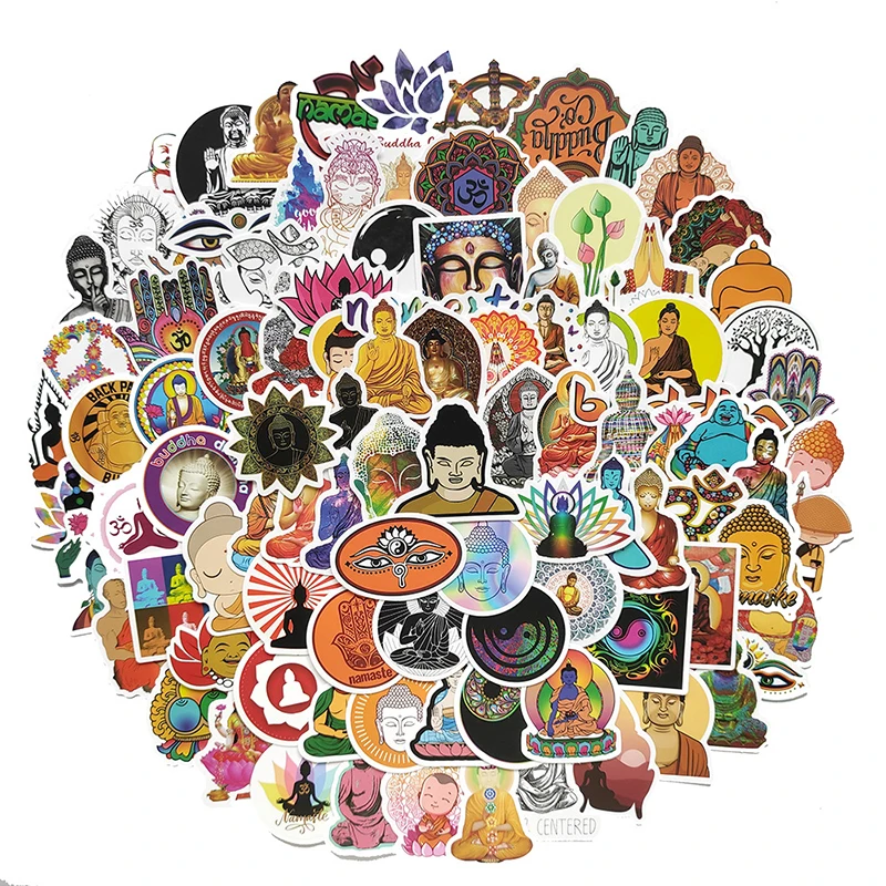 10/30/50/100pcs Cartoon Buddhism Stickers for Buddha Bottle Phone Case Scrapbooking Water Bottle PVC Graffiti Sticker Decal Pack