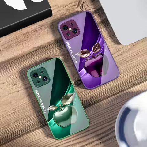 Simple Black Happy Apple For Oppo Find X5 X8 Pro X2 Lite X7 Ultra F11 23 Reno4 Z 6 Pro A72 58 78 73 16 98 A54S Glass Phone Case