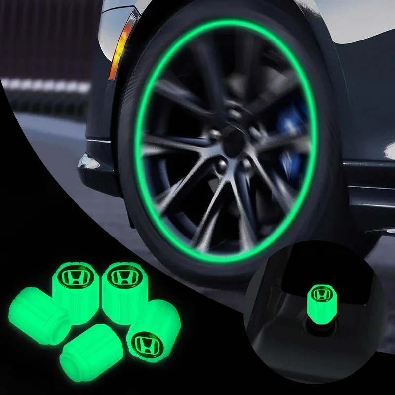 Car Luminous Tire Valve Cap Electric Vehicle for Honda Civic Accord Pilot Fit Crv Jazz CR-V Prelude Shuttle City Accessories