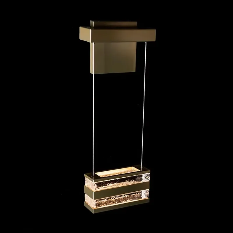 Modern Stainless Steel Crystal LED Wall Lamp, Rectangular Sconce for Hotel & Home Decor, Lightning