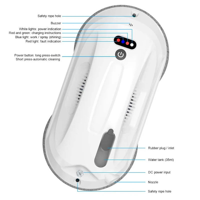 Robotstofzuiger Raamreinigingsrobot Smart Home Glazenwasser Robot Afstandsbediening Glazen reinigingsrobots