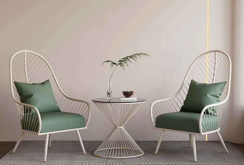 Cream Wind Outdoor Balcony Leisure Chair Cafe Milk Tea Shop Hotel Reception Negotiation Sofa Table and Chair Combination