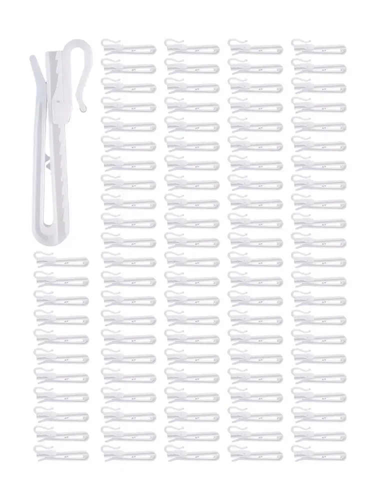 

Set of 100 Plastic Curtain Hooks Adjustable Depth Design for Pinch Pleat For Drapes Strong Load Bearing for Use with Curtains