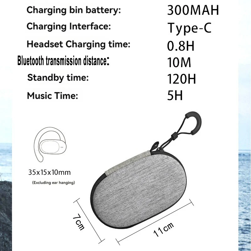 360 °   HIFI سماعة لاسلكية تعمل بالبلوتوث سماعات مع حقيبة يد نايلون مقاوم للماء BT5.4 300mAh مكافحة خسر النساء سماعة الأذن معلقة نوع الرجال