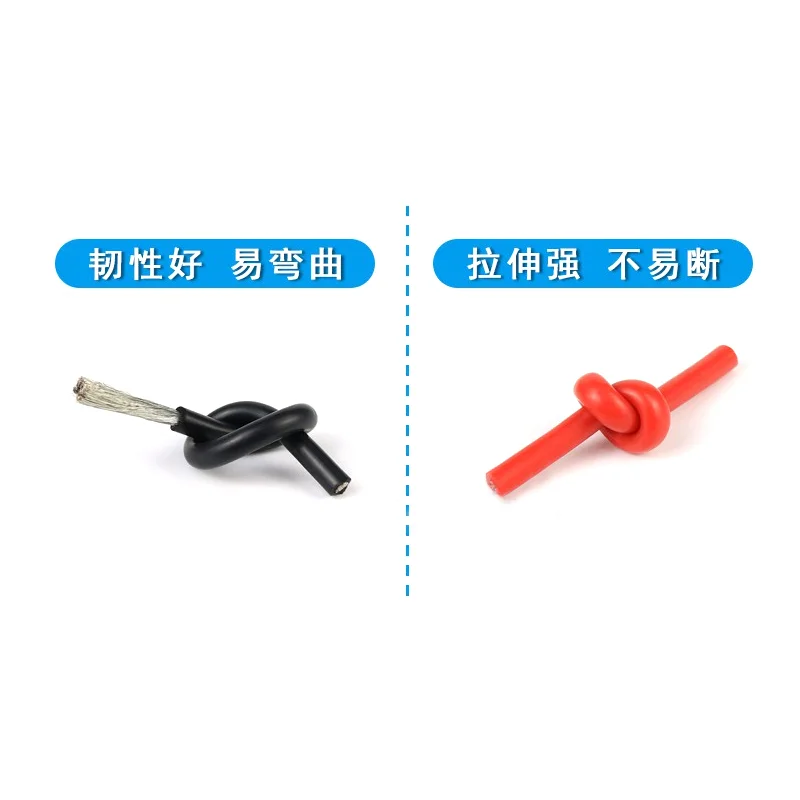 1PCS 1M 0.05 0.08 0.13 0.2 0.3 0.5 square extra soft fine silicone rubber cable copper core insulated soft copper high-temperatu